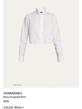 White Boxy Cropped Button-Down Shirt